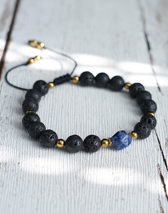 Męska bransoleta z lawy z sodalitem, AT NOON