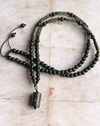 UNIKAT: jaspis, turkus afrykański, onyks - naszyjnik męski / unisex, kaktusia