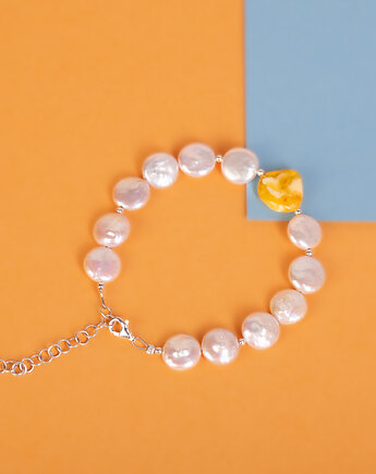 Bransoletka perły z bursztynem, Andorii by Baco