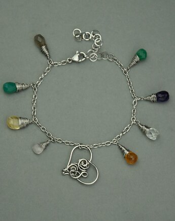 Bransoletka serce kolorowa wire wrapping, Agata Rozanska