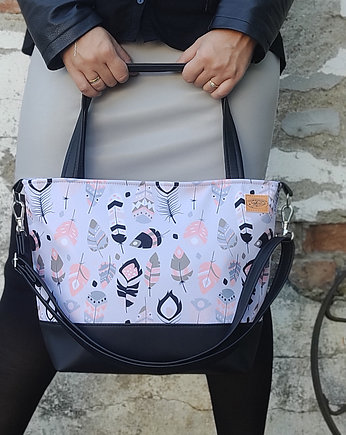 Torba do wózka i na ramię czarna i piórka, Czarodziejska Igla