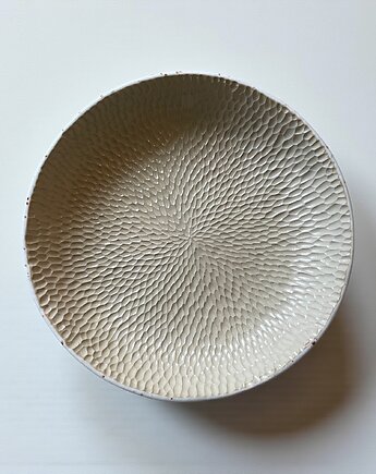 Talerz dekoracyjny, ręcznie rzeźbiony, styl japandi,, umi ceramika