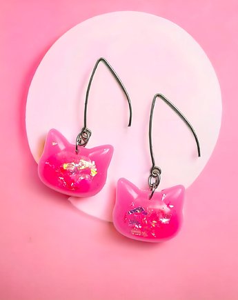 BARBIE : kotki : UNIKATOWE kolczyki z żywicy, kaktusia