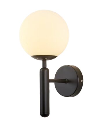 Kinkiet lampa ścienna lampa na ścianę czarna szklana kula LED E27, VOLTA LIGHT