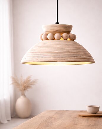 Lampa Wisząca Boho, Abażur Bambusowy, Drewniany, Projekt320