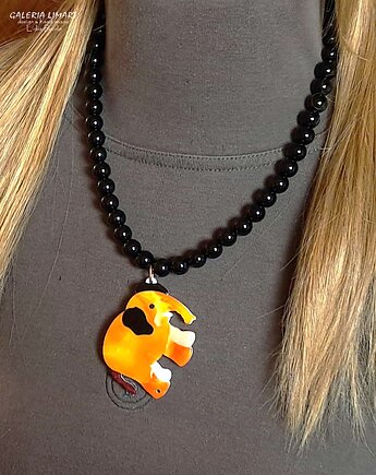 Żółty słoń w wyjątkowym naszyjniku handmad dla kogoś z fantazją  Prezent, Galeria Limart