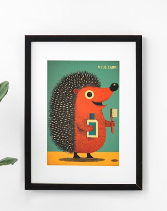 Plakat myję ząbki jeżyk, polkastudio
