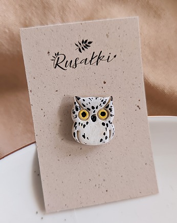 Pin przypinka sowa, biżuteria akcesoria z sową, inspirowany lasem, Dary Rusałki