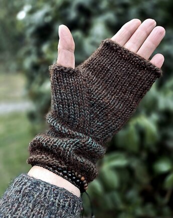 W głębi lasu / mitenki z kaszmirem, agat handmade