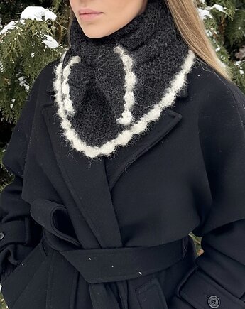 Mira szal chusta z baby alpaki z ozdobną ramką alpaka & merino handmade, GANGSTA KNIT