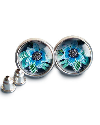 Blue flower kolczyki wkrętki, muamua design