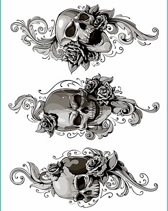 Tatuaż tymczasowy "Skulls with floral", Fotobloki and decor