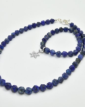 Komplet Naszyjnik Bransoletka Kamień naturalny Lapis Lazuli, Lacasilla