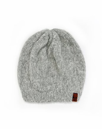 Jasnoszara czapka beretowa z wełny alpaki, Holy Alpaca Knit