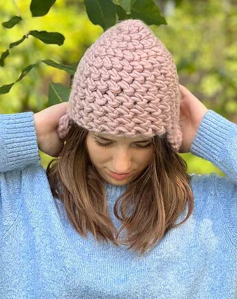 100%  MERINO czapka uszatka, PANAPUFA