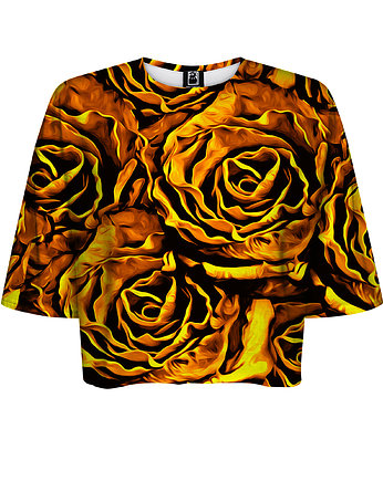 DR.CROW T-shirt Krótki CROP Gold Roses, DrCrow