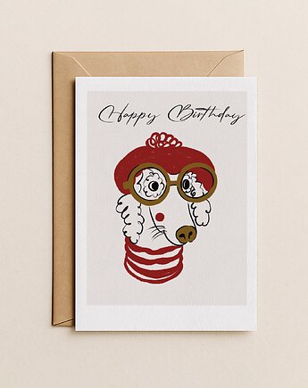 Kartka urodzinowa - z pieskiem w berecie, Mint In Paper