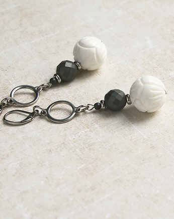 UNIKATOWE kolczyki :: stal szlachetna, muszla, kaktusia