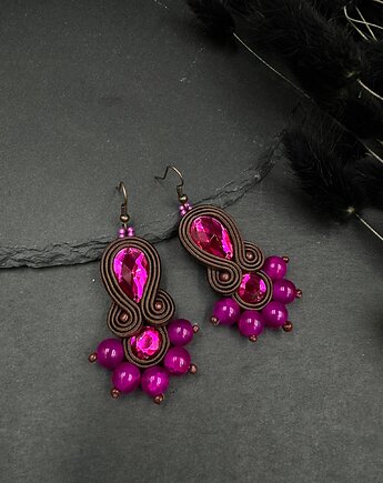 Kolczyki sutasz czekolada malina, Biżuteria Beatrice