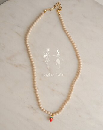 Naszyjnik z jasnych kamieni rzecznych z poziomką, Maybe Jwlr