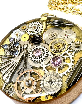 Wisior dwustronny - ANIOŁ STRÓŻ - Pamiątka KOMUNIA - unikat Drobiny Czasu, DROBINY CZASU