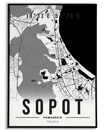 Plakat miasto POLSKA - SOPOT 3 obraz MAPA, Bajkowe Obrazki