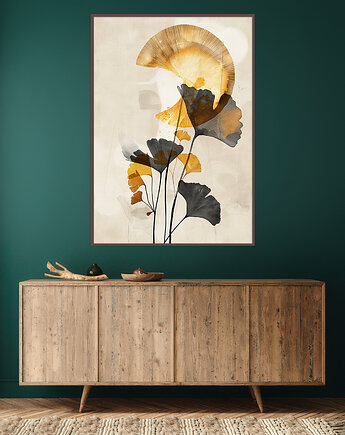 Miłorząb - Plakat, druk - Chiński Orient, Harmonia Zen, Roślinny #38, Black Sapphire Art