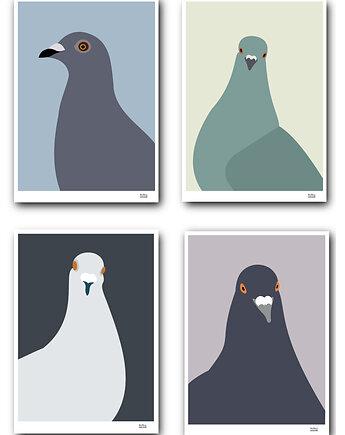 Zestaw plakatów A4 Gołębie, Hultaj Design