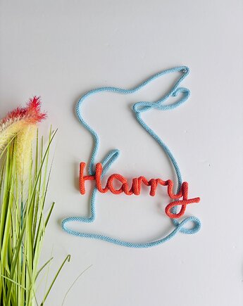 Personalizowany królik z imieniem dekoracja do pokoju dziecka, Ren Art gifts