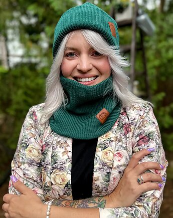 Bandana zimowa logo ekoskórka Zielony, Brain Inside