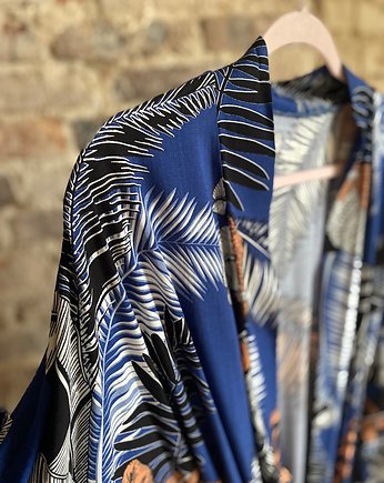 Szlafrok narzutka kimono w egzotyczne rosliny, HisOutfit