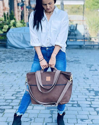 Duża torba z eko skóry "Mili Weekend Bag" - czekoladowy brąz, Militu