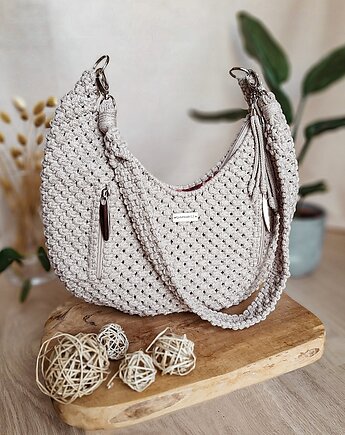 Mała torebka ze sznurka daily bag - latte, Damariz