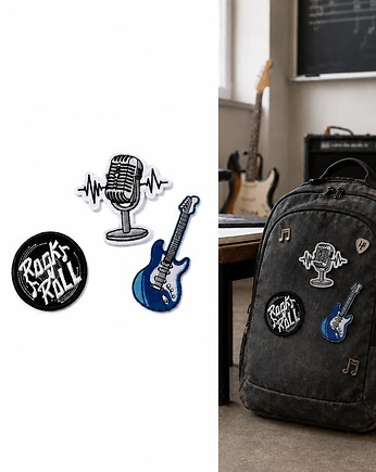 Zestaw naszywek termoprzylepnych muzyczne streetwear rock 3 szt, Wyszywane