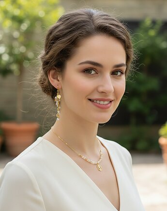 Cytryn, pozłacane srebro 925, drobny naszyjnik z medalikiem Matki Boskiej, Yamira Art Studio