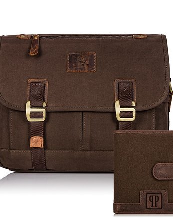 ZESTAW MĘSKI TORBA MĘSKA T-17 VINTAGE I PORTFEL SKÓRZANY T-04 PAOLO PERUZZI Z, Paolo Peruzzi