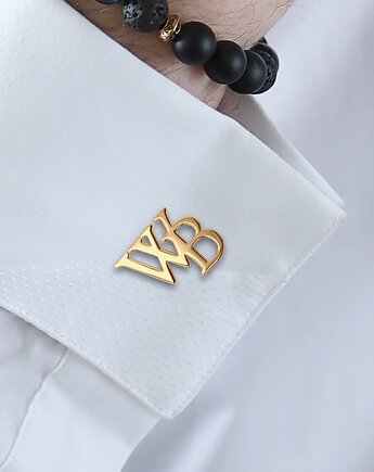 Złote spinki z inicjałami Prezent dla Niego, ZaNa Design