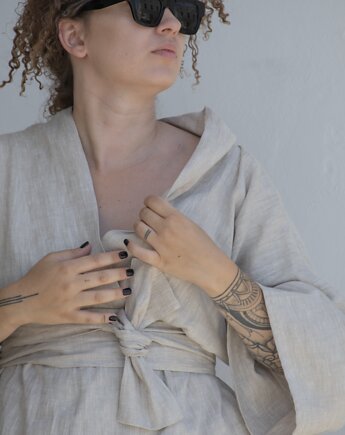 Lniane kimono nr 1 100% LEN, dudo pracownia 