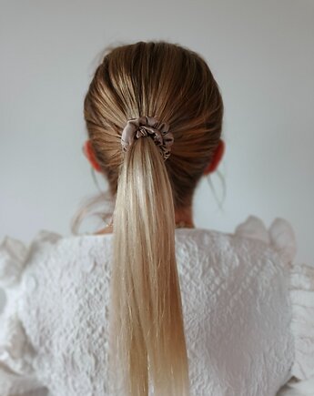 Gumka jedwabna, scrunchie, frotka cappuccino MINI, Capillum