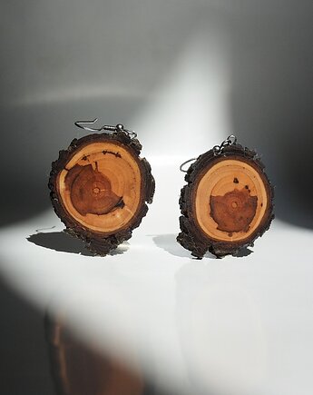 Drewniane kolczyki - myszka i miś, mazuni