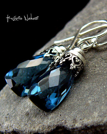 Kolczyki Bali Bali - Kwarc London Blue Srebro, Kuźnia Nehesi