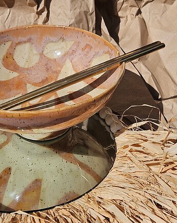 Miska do RAMENU z metalowymi pałeczkami i łyżką, Czikita Ceramics