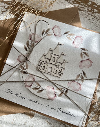 Ręcznie robiona kartka dla dziecka na urodziny - dla dziewczynki, księżniczki, sorte