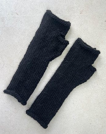 Mitenki z wełny owczej i lamy czarne, Made by Jaga