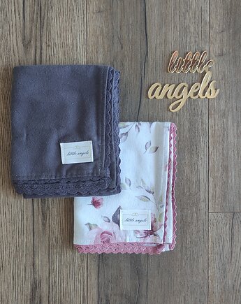 Zestaw pieluszek flanelowych (2 szt)  ciemnoszary-kwiatowy, Little Angels