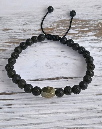 Męska bransoletka : PIRYT & LAWA :: długość regulowana, kaktusia