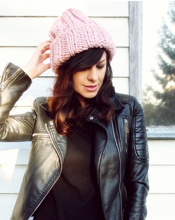 Czapka  beanie z wełną pudrowy róż, Mademoiselle Patrini