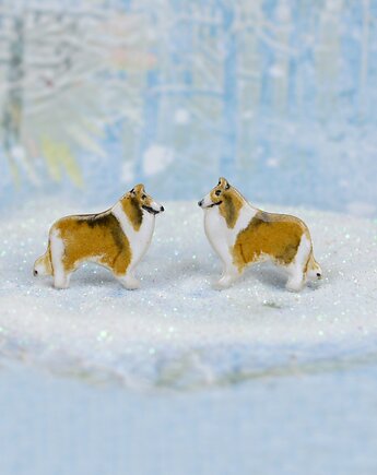 Lassie szkocki  collie-  kolczyki z psem, Dorca