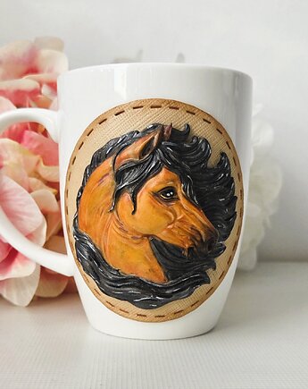 Kubek motyw konia, ręcznie dekorowany, LIVKA casual style