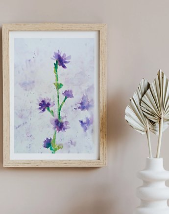 WYPRZEDAŻ OBRAZÓW! Akwarela Fioletowy kwiat oryginalny obraz 300g A5 21x15 cm, Kwitnace